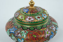 Load image into Gallery viewer, Small Floral Cloisonne Lidded Jar
