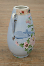 Load image into Gallery viewer, Japanese Moriage Floral Vase with Applied Chrysanthemums &amp; Twin Handles – 13" Tall
