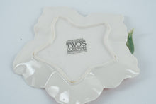 Load image into Gallery viewer, Two’s Company Hand-Painted Ceramic Flower Dish – Pink Hibiscus Trinket Tray
