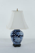 Load image into Gallery viewer, Blue &amp; White Floral Ginger Jar Table Lamp with Shade – 21.5&quot; Tall
