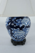 Load image into Gallery viewer, Blue &amp; White Floral Ginger Jar Table Lamp with Shade – 21.5&quot; Tall
