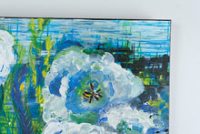 Load image into Gallery viewer, Original Abstract Floral Painting Blue White Flowers 30 x 30 Creative Mark Canvas
