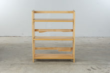 Load image into Gallery viewer, Folding Wood Three-Tier Bookshelf with Slatted Sides
