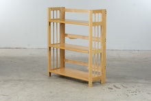 Load image into Gallery viewer, Folding Wood Three-Tier Bookshelf with Slatted Sides
