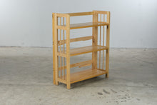 Load image into Gallery viewer, Folding Wood Three-Tier Bookshelf with Slatted Sides
