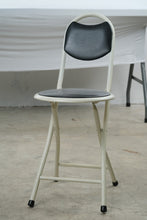 Load image into Gallery viewer, Cosco Folding Counter Stool Chair Black Padded Seat White Metal Frame
