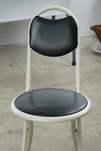 Load image into Gallery viewer, Cosco Folding Counter Stool Chair Black Padded Seat White Metal Frame
