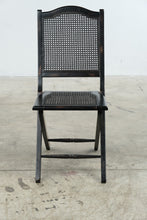 Load image into Gallery viewer, Vintage Wood Folding Chair Black Cane Seat and Back Woven Rattan Accent Chair
