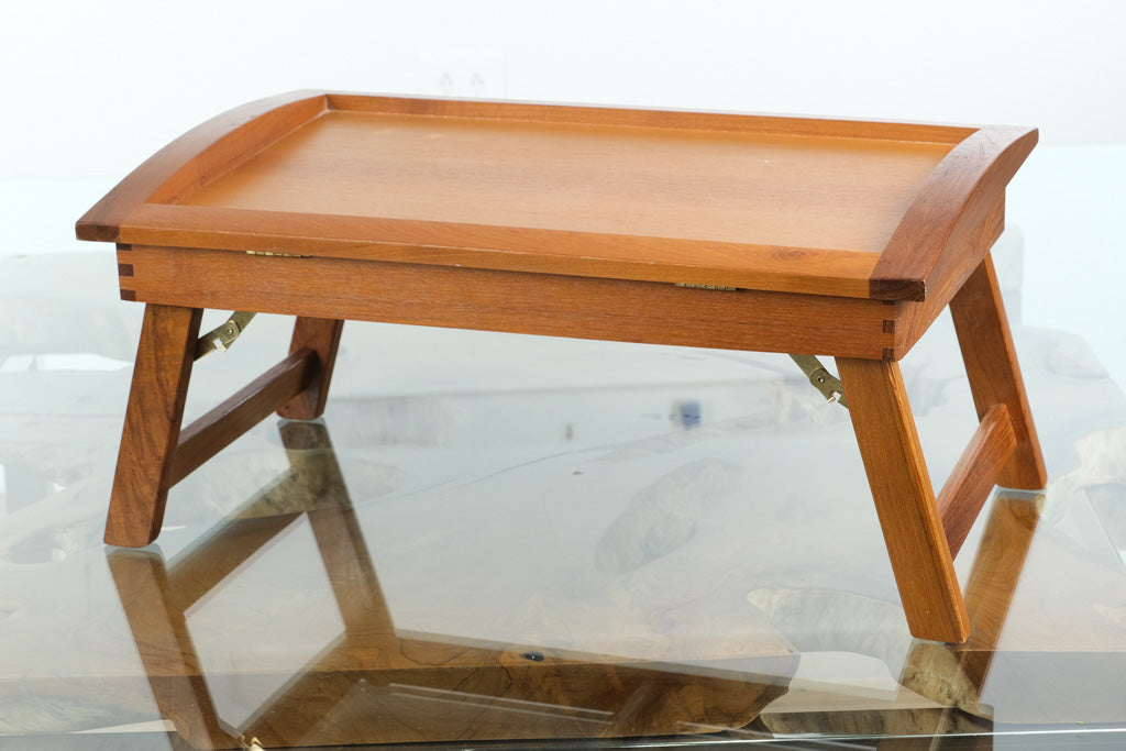 Folding Wooden Lap Desk / Breakfast Tray with Adjustable Top – Solid Wood Writing Table – Brass Hardware
