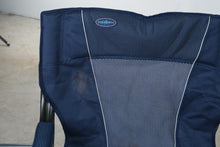 Load image into Gallery viewer, Due North Oversized Folding Directors Chairs Pair 350 Lb Side Tables Navy Blue
