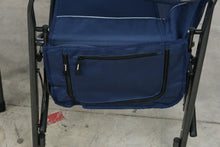 Load image into Gallery viewer, Due North Oversized Folding Directors Chairs Pair 350 Lb Side Tables Navy Blue

