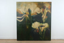 Load image into Gallery viewer, Floral Folding Room Divider Screen Hand Painted Style 4 Panel 72 Inch
