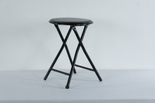 Load image into Gallery viewer, Black Folding Padded Stool Metal Frame Portable Seat 12 5 x 18 5
