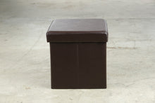 Load image into Gallery viewer, Songmics Folding Storage Ottoman Cube Brown Faux Leather

