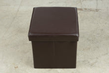 Load image into Gallery viewer, Songmics Folding Storage Ottoman Cube Brown Faux Leather
