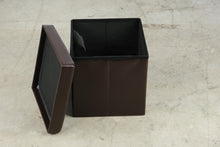 Load image into Gallery viewer, Songmics Folding Storage Ottoman Cube Brown Faux Leather
