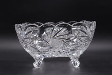 Load image into Gallery viewer, Vintage Hand Cut Crystal Footed Centerpiece Bowl Pinwheel Starburst 8 Inch
