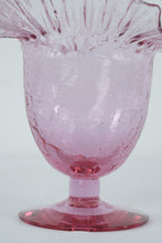 Load image into Gallery viewer, Blenko 388 Pink Crackle Glass Vase Hand Blown Ruffle Rim
