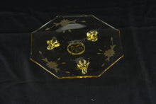 Load image into Gallery viewer, Vintage Lancaster Glass Topaz Footed Cake Plate Pauline Etched Floral 8 Inch
