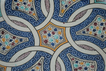 Load image into Gallery viewer, Fes Naji Moroccan Hand-Painted Ceramic Wall Bowl – 14&quot; Round – Footed &amp; Signed
