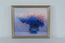 Load image into Gallery viewer, Original Floral Still Life Oil Painting Blue and Pink Bouquet 16x14 Framed
