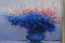 Load image into Gallery viewer, Original Floral Still Life Oil Painting Blue and Pink Bouquet 16x14 Framed
