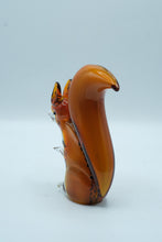Load image into Gallery viewer, Hand-Blown Art Glass Squirrel Figurine, Amber Brown Glass
