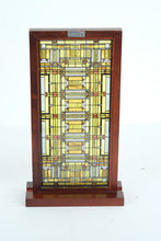 Load image into Gallery viewer, Frank Lloyd Wright Style Stained Glass Panel Tabletop Display Certified Design
