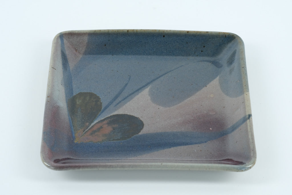 Freimark Studio Pottery Platter – Handcrafted Stoneware Tray with Abstract Floral Glaze