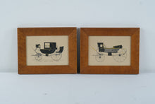 Load image into Gallery viewer, Vintage French Horse Drawn Carriage Prints Pair Framed Equestrian Wall Art
