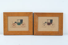 Load image into Gallery viewer, Vintage French Coupe Horse Carriage Prints Pair Framed Equestrian Wall Art
