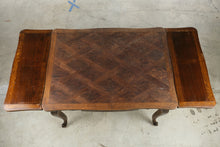 Load image into Gallery viewer, Vintage French Country Oak Draw Leaf Dining Table with Parquet Top
