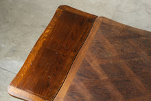 Load image into Gallery viewer, Vintage French Country Oak Draw Leaf Dining Table with Parquet Top
