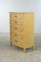 Load image into Gallery viewer, Vintage French Provincial Five-Drawer Tallboy Dresser in Antique Cream
