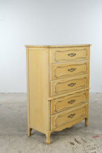 Load image into Gallery viewer, Vintage French Provincial Five-Drawer Tallboy Dresser in Antique Cream
