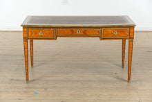 Load image into Gallery viewer, Antique French Satinwood Desk with Leather Inlay &amp; Brass Trim
