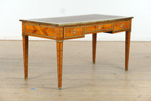 Load image into Gallery viewer, Antique French Satinwood Desk with Leather Inlay &amp; Brass Trim
