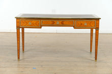 Load image into Gallery viewer, Antique French Satinwood Desk with Leather Inlay &amp; Brass Trim
