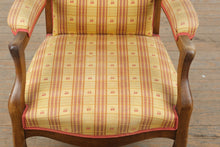 Load image into Gallery viewer, French Provincial Walnut Wingback Armchair with Plaid Upholstery
