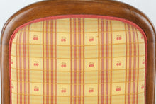 Load image into Gallery viewer, French Provincial Walnut Wingback Armchair with Plaid Upholstery
