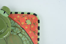 Load image into Gallery viewer, Whimsical Frog Serving Tray and Frog Bowl Set Hand Painted Ceramic Platter Dip Bowl
