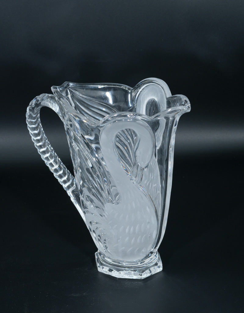 Vintage Mikasa Lead Crystal Swan Pitcher – Frosted Bird Design, Clear Base