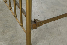 Load image into Gallery viewer, Antique Brass Full Size Metal Bed Frame with Spindle Rails and Casters
