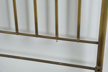 Load image into Gallery viewer, Antique Brass Full Size Metal Bed Frame with Spindle Rails and Casters
