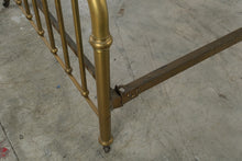 Load image into Gallery viewer, Antique Brass Full Size Metal Bed Frame with Spindle Rails and Casters
