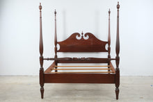 Load image into Gallery viewer, Full Size Mahogany Four Poster Bed with Carved Fluted Posts
