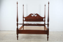 Load image into Gallery viewer, Full Size Mahogany Four Poster Bed with Carved Fluted Posts
