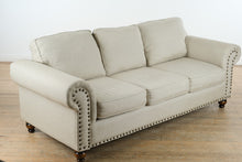 Load image into Gallery viewer, Fusion Furniture Rolled Arm Sofa – 90&quot; Wide with Nailhead Trim
