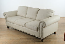 Load image into Gallery viewer, Fusion Furniture Rolled Arm Sofa – 90&quot; Wide with Nailhead Trim
