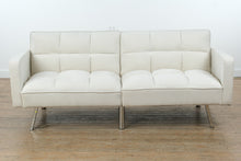 Load image into Gallery viewer, Modern Velvet Futon Sofa Bed – Convertible with Chrome Legs
